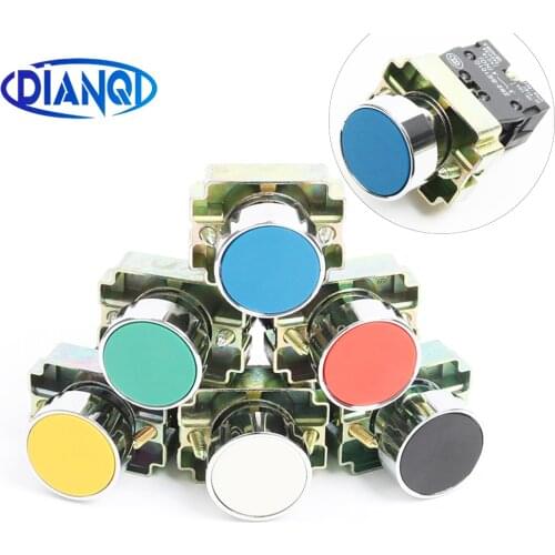 XB2-BA11 BA21 BA51 BA61 BA61 BA42 NO/NC Momentary flat push button switch Self-Resetting 22mm Blue Red Green Black White Yellow
