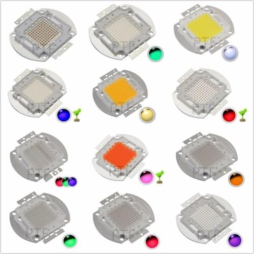 1pcs High Power LED Chip 100W Natural Cool Warm White Red Blue Green UV RGB IR Full Spectrum Grow Light 100 W for Floodlight