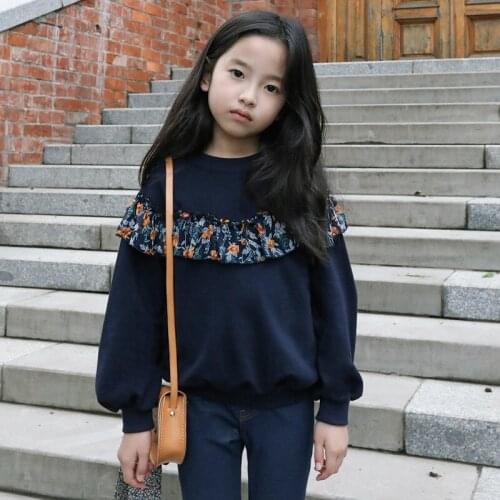 Boys' Girls' Hoodies Sweatshirts Kids Outwear 2021 Navy Blue Plus Velvet Thicken Winter Autumn Top Pullover Cotton Childrens Cl