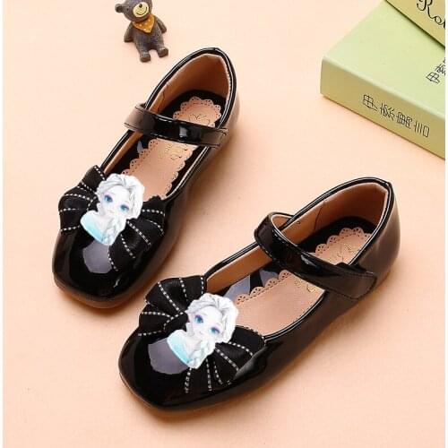 Disney Minnie girl princess leather shoes 2021 new spring and autumn single shoes square toe non-slip small leather shoes casual