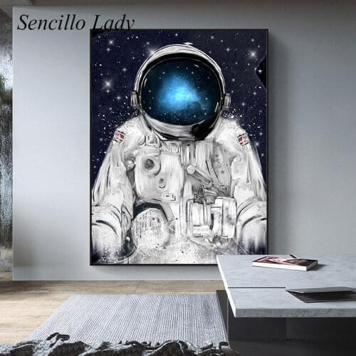 Universe Outer Space Astronaut Canvas Painting Nordic Nursery poster and Print Cosmonaut Picture Kids Bedroom Living Room Decor