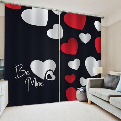 Custom curtain black heart curtains 3d curtains simple and fresh modern cute cartoon thickening blackout curtains