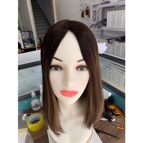 14 inches silk top color natural 4 with 6 and 8 highlight cap size M European hair free shipping