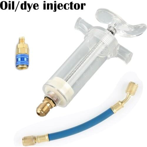 1Set Durable A/C Oil And Dye Injector With R-134a Snap Quick Coupler 1/4 Inch SAE Hand Turn Tube Injections Tool