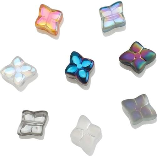 10X12MM Rhombus Flower Shape Beads 50PCS New Arrival Glass Beads For DIY Making Handmade Women Charm Bracelet Jewelry Findings