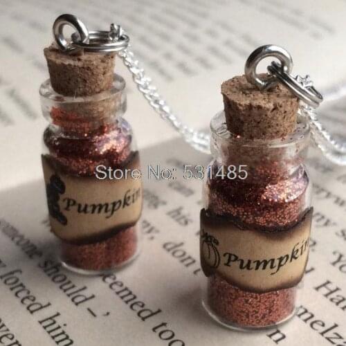 12pcs/lot Pumpkin Spice Bottle Necklace Pendant Fall Autumn Jewellery