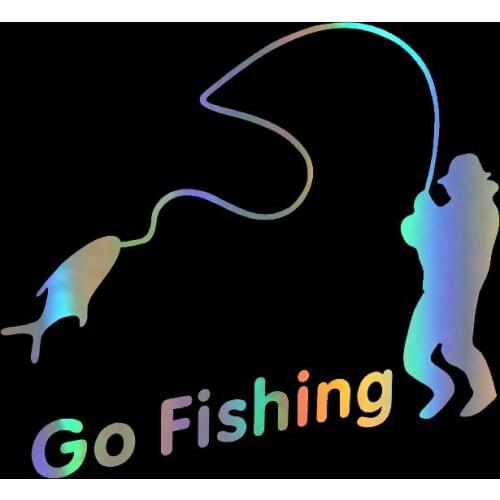 16.8*12cm Outdoor Sports Fishing GO FISHING Car Sticker Vinyl on Car Accessories Decals Car Styling Black/Silver/Laser