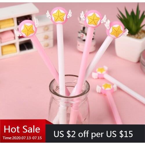 20 Pcs Secondary Yuan Girls Heart Wings Stars 0.5 MM Black Neutral Pen Girl Student Stationery