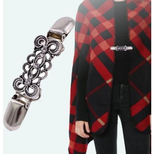 2018 Vintage Cardigan Clip Sweater Woman Shawl Blouse Shirt Collar Pin Brooch Duck-mouth Metal Clips Silver Gold Alloy Buckle