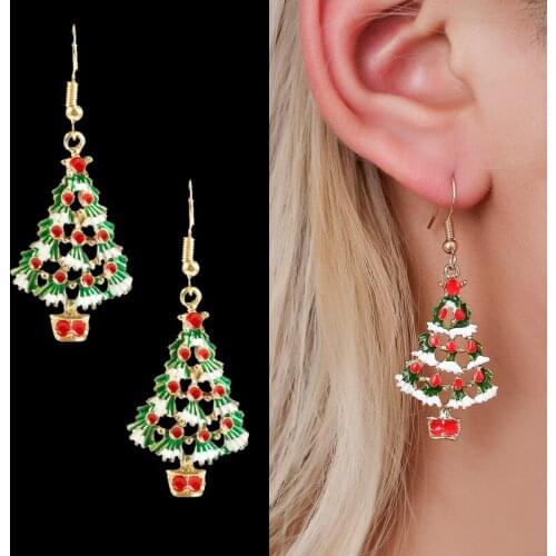 2020 Europe and the United States fashion Christmas tree earrings foreign trade boutique Christmas earrings creative gifts