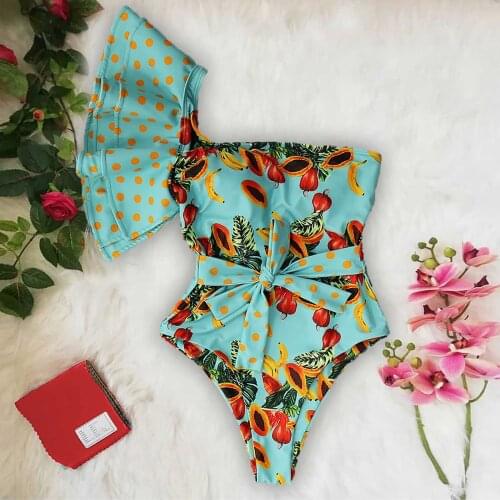 2021 Sexy Bikini Set Summer Swimwear Biquini Leaf Printed Straps Bikini Double Strap Bathing Suit High Waist Swimsuit Ropa Mujer