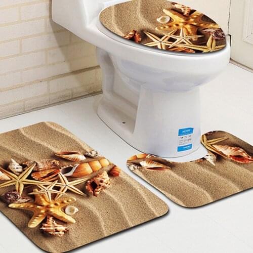 3Pcs/set Bathroom Mat Set Toilet Rug Ocean World Flannel Anti Slip Bath Mat Rugs Home Decor Bathroom Anti Slip Mat