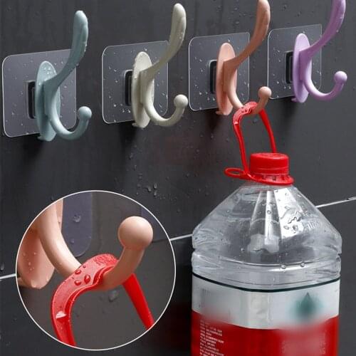 4PCS Hooks Plastic Self Adhesive Hanger Door Wall Hangers Hooks Suction Heavy Load Rack Cup Sucker For Kitchen Bathroom