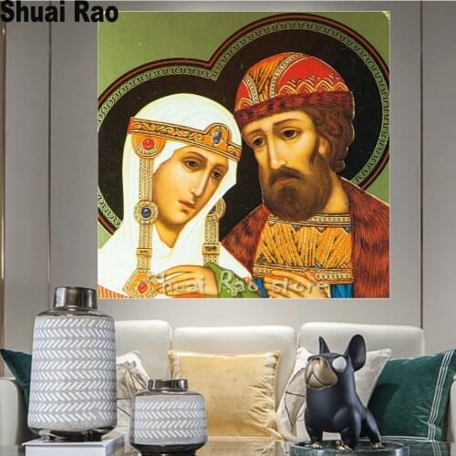 5d DIY Diamond Painting Sts. Peter and Fevronia off Murom embroidery of pictures with beads and diamonds full Square,Russia art