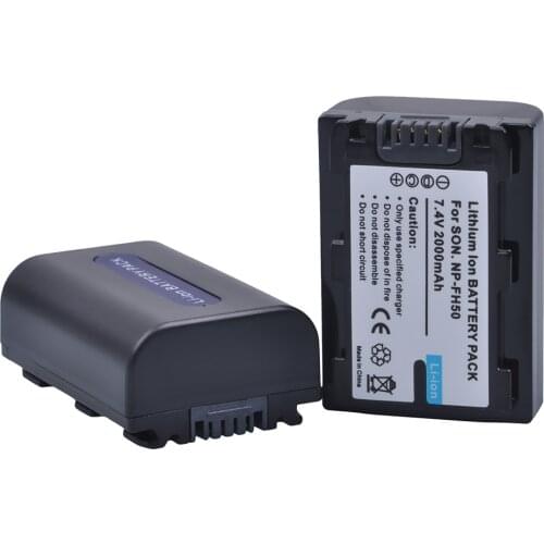 PowerTrust 2000mAh 2PCS NP-FH50 NP FH50 Camera Batteries for Sony A230 A330 A290 A390 DSC-HX1 HX100 HX200 HDR-TG1E TG3 TG5 TG7