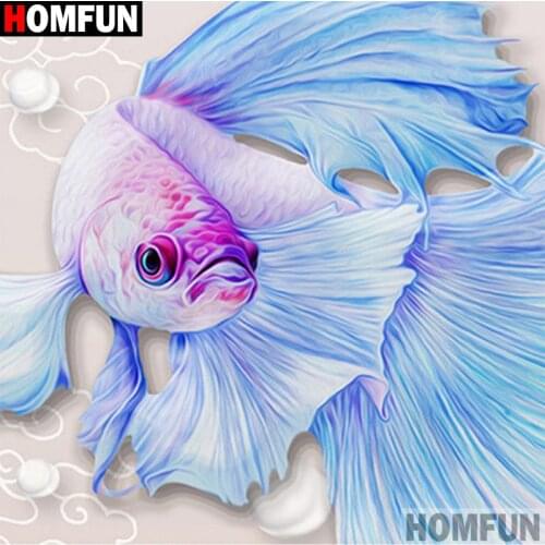 HOMFUN Full Drill Diamond Painting "Goldfish animal" DIY Picture Of Rhinestone 5D Diamond Embroidery Cross Stitch Decor A30208