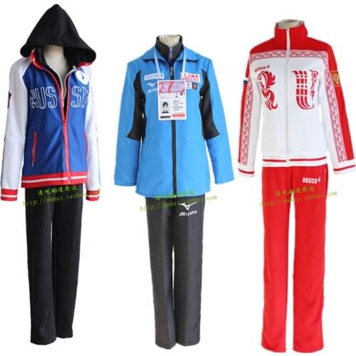 Rolecos Anime Yuri on Ice Cosplay Costumes Victor Nikiforov Cosplay Sportswear Suit Jacket Pants Shirt