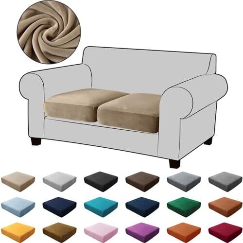 Velvet Sofa Seat Covers for Living Room Plush Cushion Cover Thick Jacquard Solid Soft Stretch Couch Slipcover Funiture Protector
