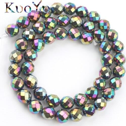 Natural Faceted Multicolor Hematite Stone Beads Round Loose Beads For Jewelry Making 15" 2/3/4/6/8/10mm DIY Bracelets Necklace