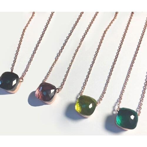 Top Quality 21 Colors Multi-Faceted Natural Crystal Gemstones Pendant Necklace Silver Gold Color Chain For Women Party Jewelry