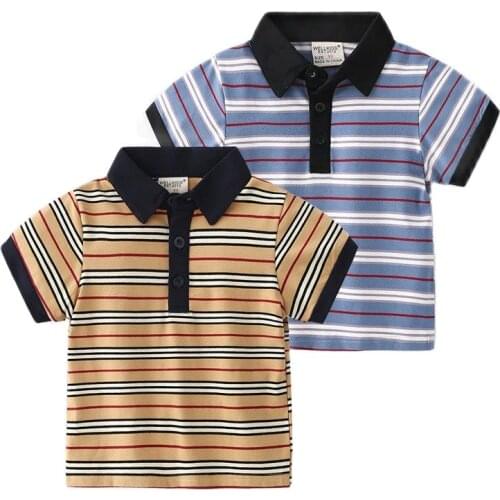 Yocute Childrens Wear Boy Summer T-shirt New Casual Style Childrens Lapel Short Sleeve Top Fashion Handsome Striped Shirts