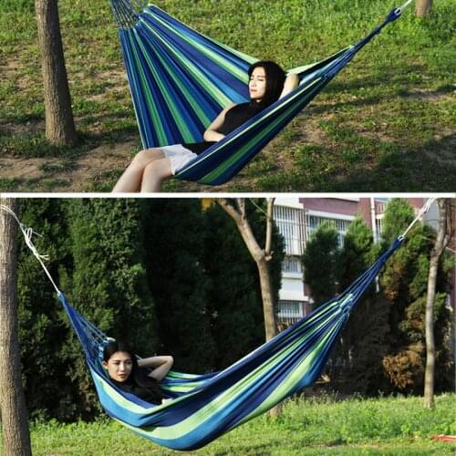 Rainbow Colorful Outdoor Leisure Hammocks Collapsible Canvas Hammocks Ultralight Camping Mats Folding Bed With Storage Bag