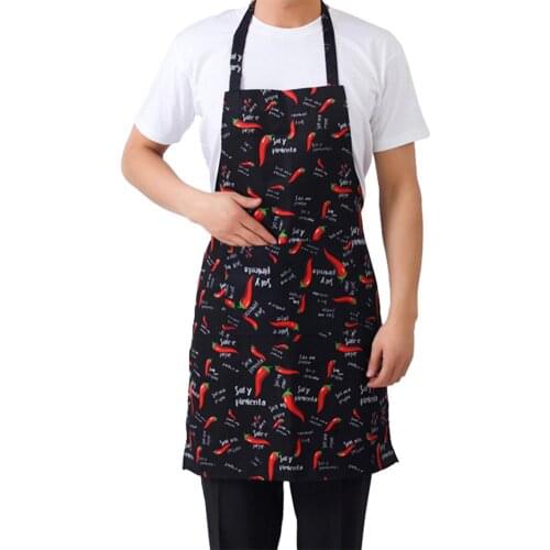 1pcs Kitchen Aprons Polyester Adjustable Adult Chili Apron Hotel Restaurant Chef Waiter Kitchen Cooking Apron With 2 Pockets