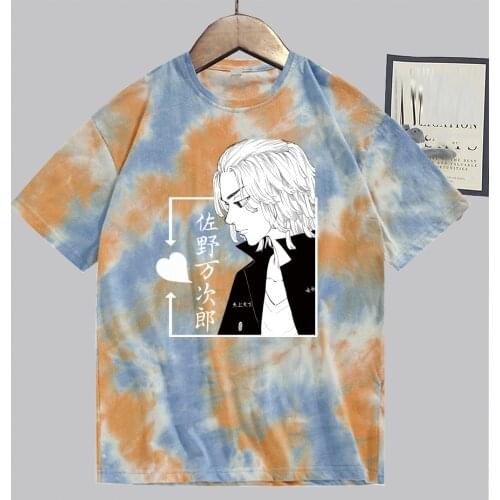 Tokyo Revengers T-shirt Tie Dye Anime Cosplay Mikey Print Crewneck Short Sleeve Tee Loose Oversized Men Women Fashion 2021 Top