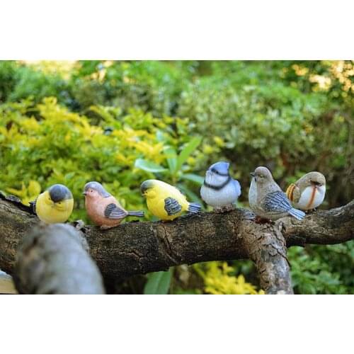 Playful Magpie Birds Statue Outdoor Artificial Bird Resin Bird 6 Pieces A Set Garden Decor Home Decor Art