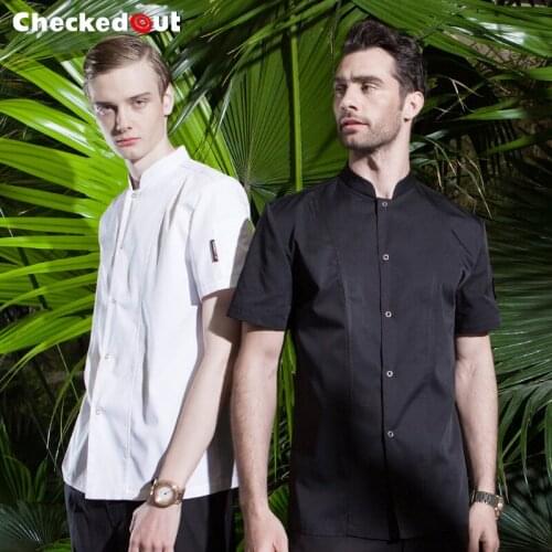 Chefs Overalls Short-sleeved Jacket Adult Summer Hotel Kitchen Uniform Work Clothes Mens Kitchen Cooker Uniform B-6248