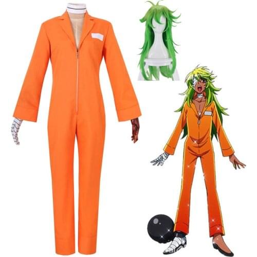 Anime Detentionhouse Nanbaka Niko Cosplay Costumes Rock Orange Prison Uniform Set Wig Synthetic Hair Hollaween Carnival Party