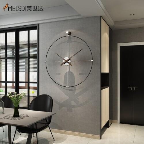 Minimalist Metal Iron Silent Large Wall Clock Living Rommm Modern Design Home Decor Self Adhesive Watch Quartz Horloge MEISD
