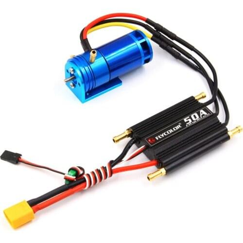RC Model Boat Brushless Power Drive Set 2-4S 2862-2800KV Water-cooling Motor+Flycolor 50A Water-cooled ESC with 5.5V/5V BEC