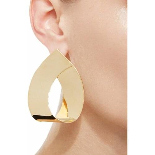 New Fashion Personality Exaggerated Geometric Water Droplets Metal Gold Silver Earrings Bar Party Jewelry