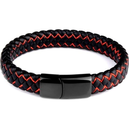 New Color Rope Braid Genuine Leather Bracelet For Men Magnetic Buckle Clasps Vintage Women Men Bracelets & Bangles Men Jewelry