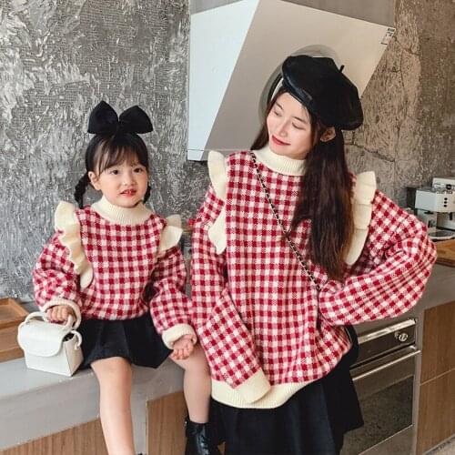 Parent-child wear, mother and womens wear 2020 new fashion autumn and winter wear Christmas sweater sweater coat