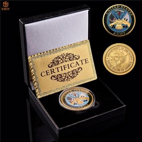 US Department Of The Navy Gold Metal Military Challenge USA Coin Value Collection Wi/Lucky Box