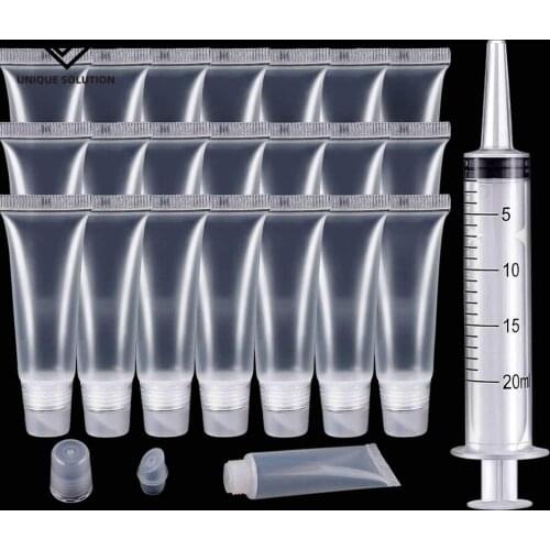 Empty Lip Gloss Tubes with Syringe Clear Soft Lip Gloss Container Refillable Lipgloss Tubes for DIY Cosmetic Makeup Free Ship