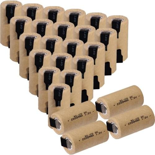Real capacity 25 pcs SC battery 2200mah 4.25cm*2.2cm 1.2V NICD SUBC batteries fast delivery to RUSSIA SPAIN FRANCE UK US