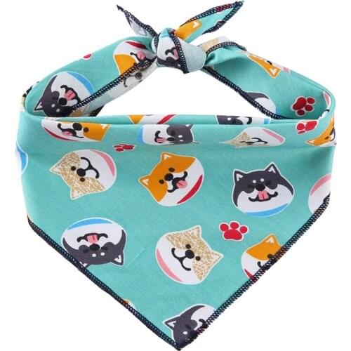 Adjustable Pet Bandana Scarf Dog Print Pattern Cotton Washable Dog Bibs Dog Accessories Summer Pet Dog Grooming Accessories S/L