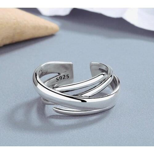 Retro Vintage Silver Color Irregular Chains Rings For Women Girls Valentines Gifts Gothic Rings