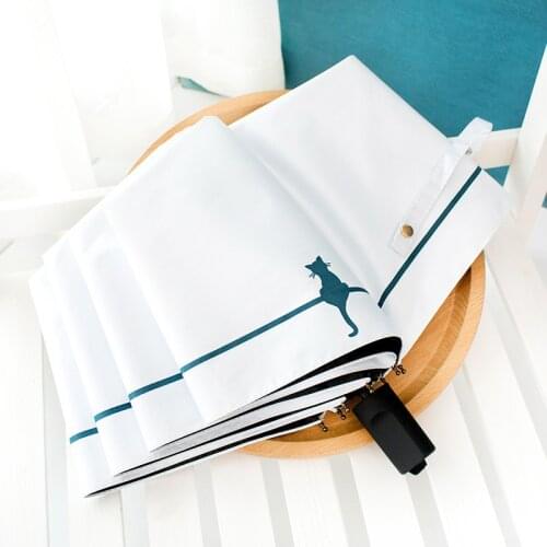 Manual Umbrella Sun Protection Sunshade Pocket Women Umbrella Rain Ultra Light Lovely Cat Parasol Anti UV Paraguas