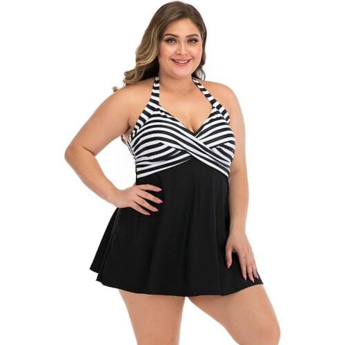 SAILBEE Women Tankini Plus Size Swimwear 2021 Push up Swimsuit V-neck StripeTwo Piece Bathing Suit Large Swim dress Tankinis
