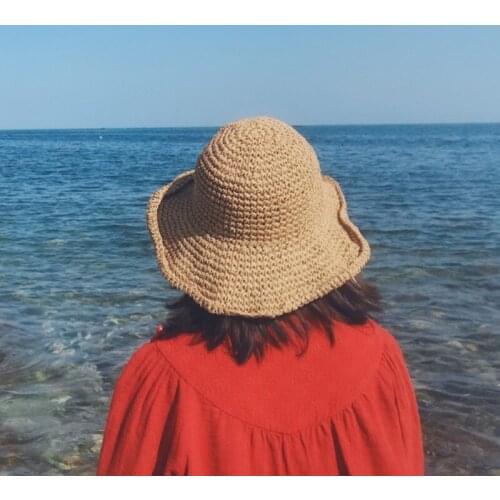 Raffia Bow Sun Hat Wide Brim Floppy Summer Hats for Women Beach Panama Straw Dome Bucket Cap Femme Shade Hat sombreros de mujer