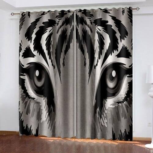Modern Home Decoration Living Room Curtains 3d grey tiger curtains 3D Blackout Window Curtains For Living Room