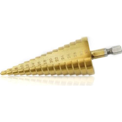 3pcs HSS Metric 1/4 Hex Shank Titanium Nitride Coated Step Drill Bit Cutting Tool Smoother Drill Bit Set Two-flute Step Drill