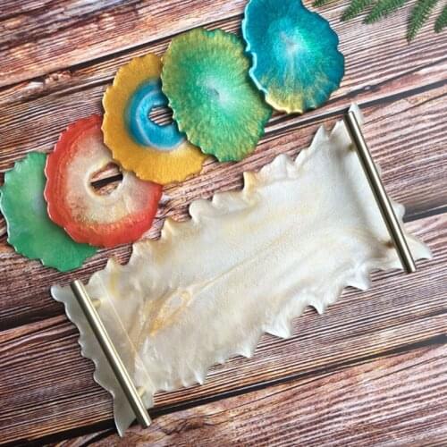 5 Pieces Irregular Coaster/Fruit Plate Silicone Mould DIY Epoxy Decoration Accessories Mould Home Supplies Tools