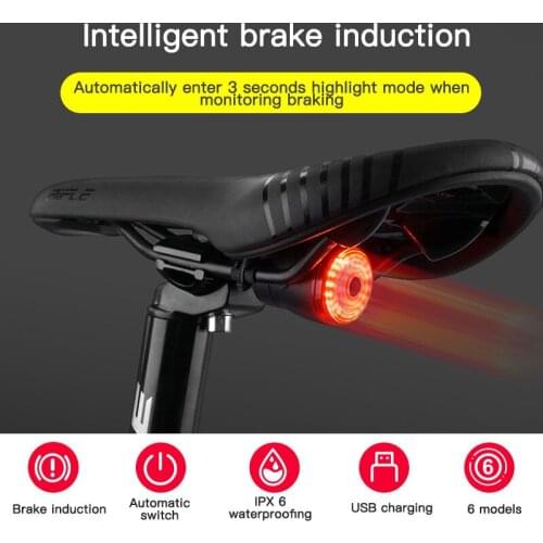 Bicycle taillights Intelligent sensor Brake lights IPx6 Waterproof USB Road bike MTB Rear taillights & Number Plate Bracket