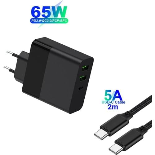 65W TYPE-C USB-C Power Adapter PD60W 45W QC3.0 Fast Charger For MacBook Pro/Air iPad Pro SAMSUNG S8 S9+ Laptop 2M USB-C Cable
