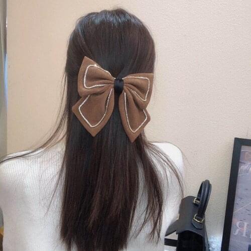 Big Hair Bow Clips Retro Woman Rhinestone Hair Clips Girls Vintage Hairpins Barrettes Hair Accessories Elegant Headwear Hairgrip